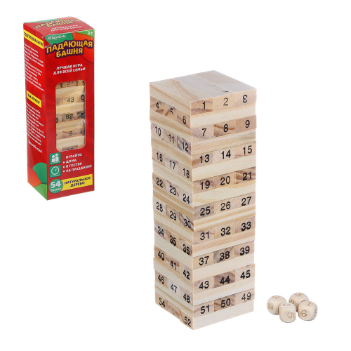 Игрушка настольная игра "Падающая башня" 5,5*5,5*18,5см /1/