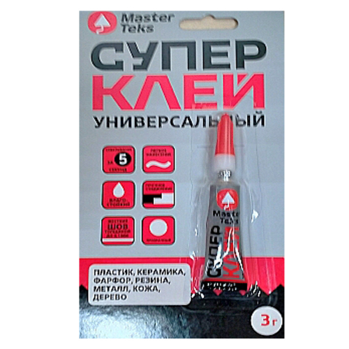 Клей - супер цианакрилатный МастерТекс 3гр.(прозрачный)/24/