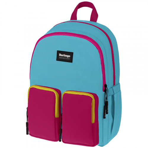 Рюкзак Berlingo Color blocks "Blue fuxia" 39*28*17см, 2 отделения, 4 кармана, уплотн. спинка/1/