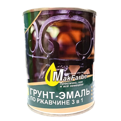 Эмаль-грунт по ржавчине 3 в1 "MakFarbe" черная. 0,8кг/14/