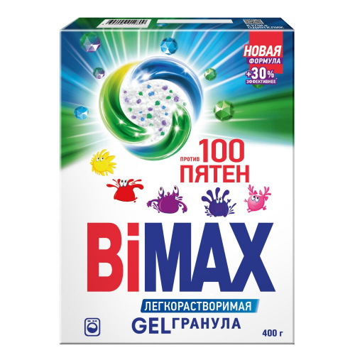 Порошок стиральный "BiMax" 100 пятен ручная стирка 400гр/24/