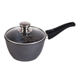 Ковш 1,7 л с пл. ручкой,стекл. крышкой,а/п, гранит, Мечта/8/