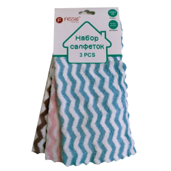 Салфетка из микрофибры, набор 3шт, 25*25см. микс /120/20/