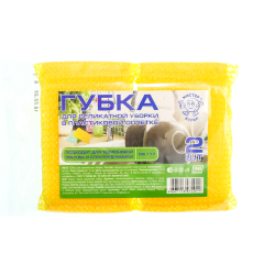 Губка для посуды в пластик.оплетке ТМ «Мистер Бульк» для тефлона и стеклокерамики 2шт /40/