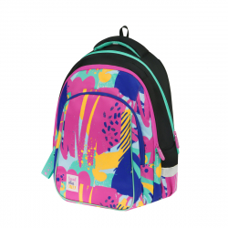 Рюкзак Berlingo Comfort "Abstract pink" 38*27*18см, 3 отделения, 3 кармана, эргон. спинка/1/