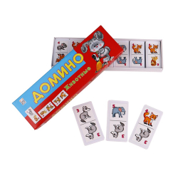 Игра настольная "Домино", животные, пластик/25/